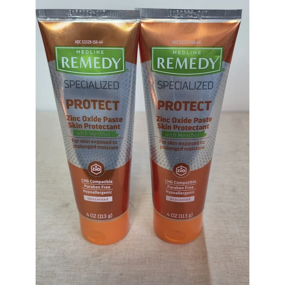 2x Medline Remedy Clinical Grade Protect Zinc Oxide Paste 4oz‎ Skin Protectant